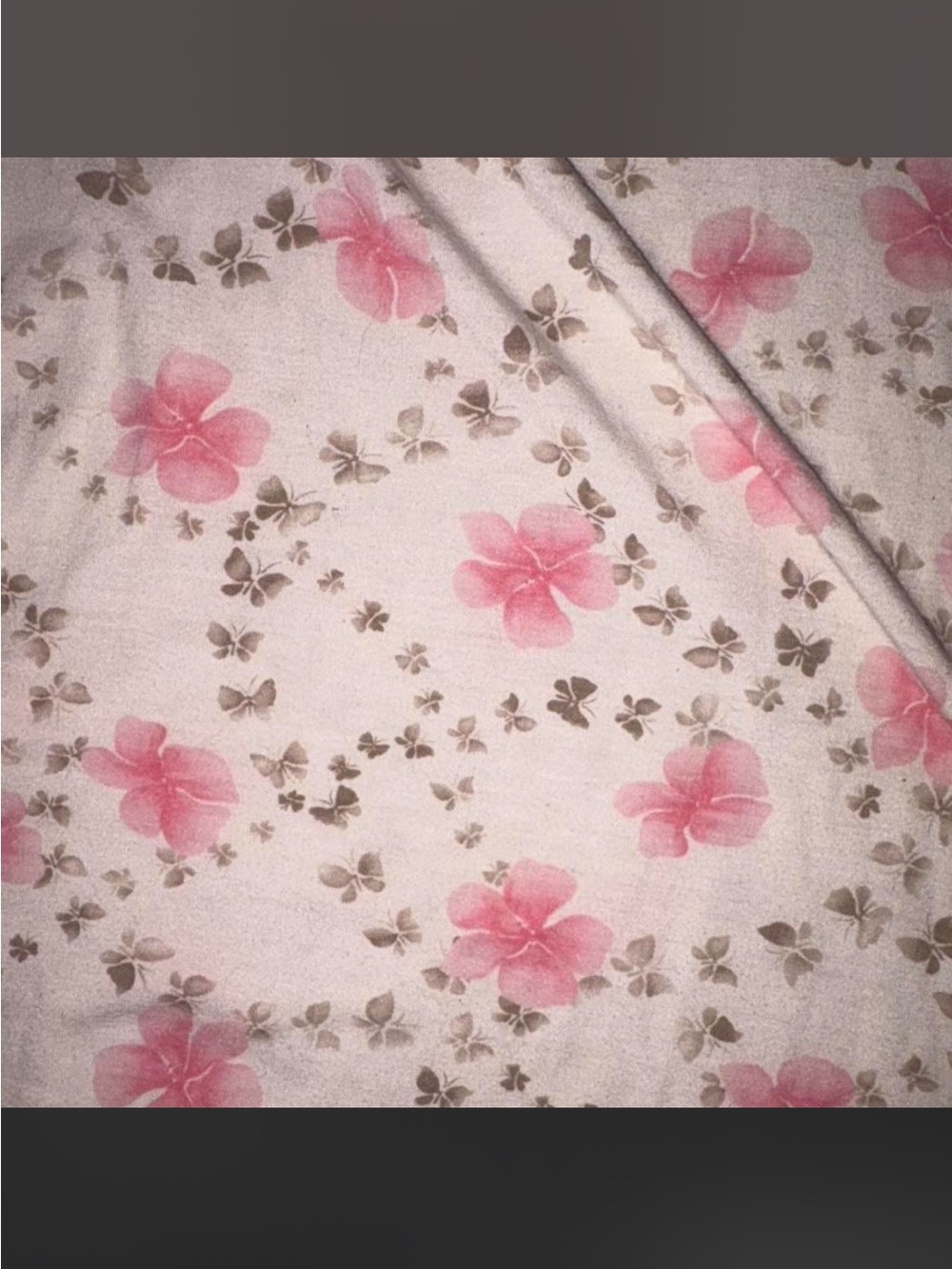 Y2K 2000s Floral Pink and Brown Hibiscus Butterfly Slip Dress - Picture 6 of 7